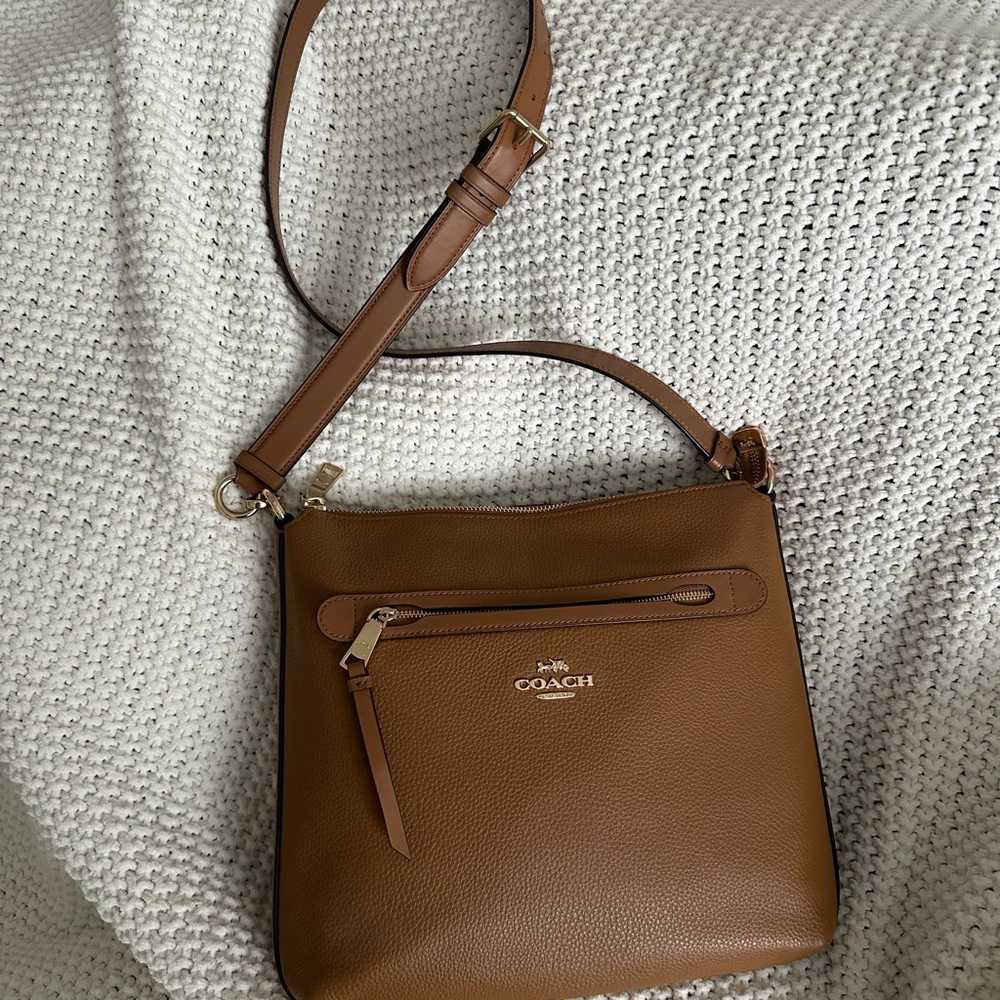 Coach Brown Leather Crossbody Bag with Gold Hardware